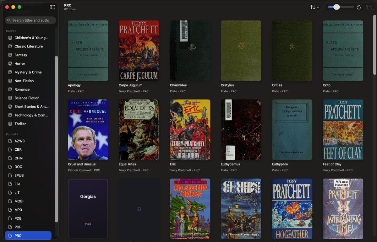 Biblio Britaniana, the ebook library grid